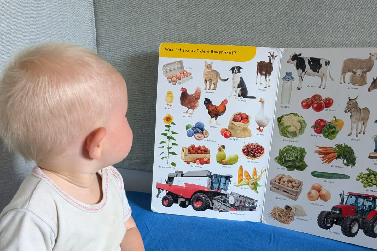 Kleinkind vor einem Bilderbuch