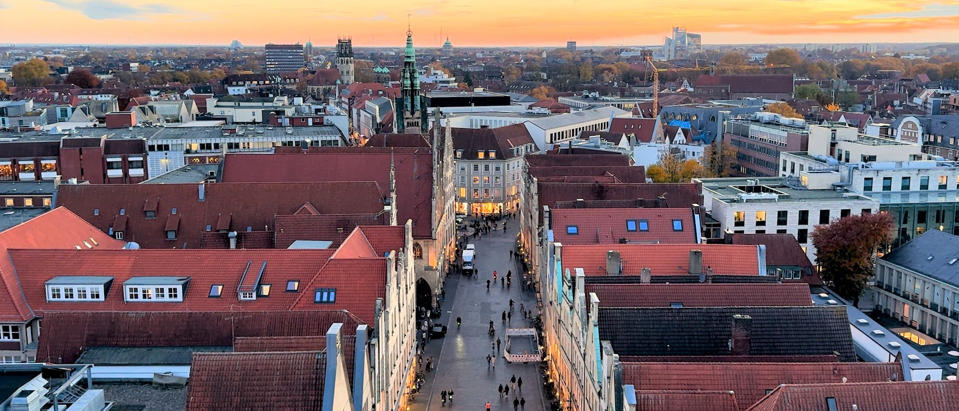 Innenstadt Münster von oben: Häuser am Prinzipalmarkt