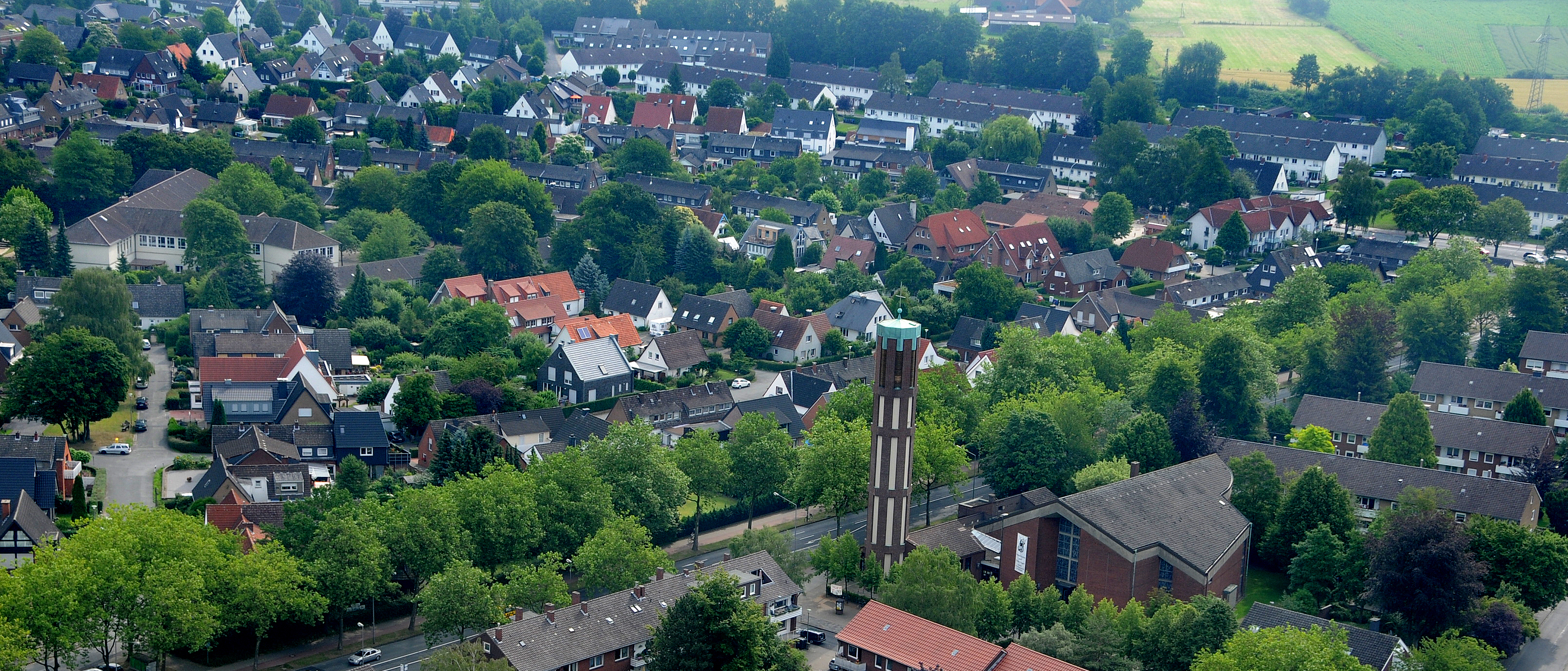 Münster von oben mit Blick auf den Funkturm