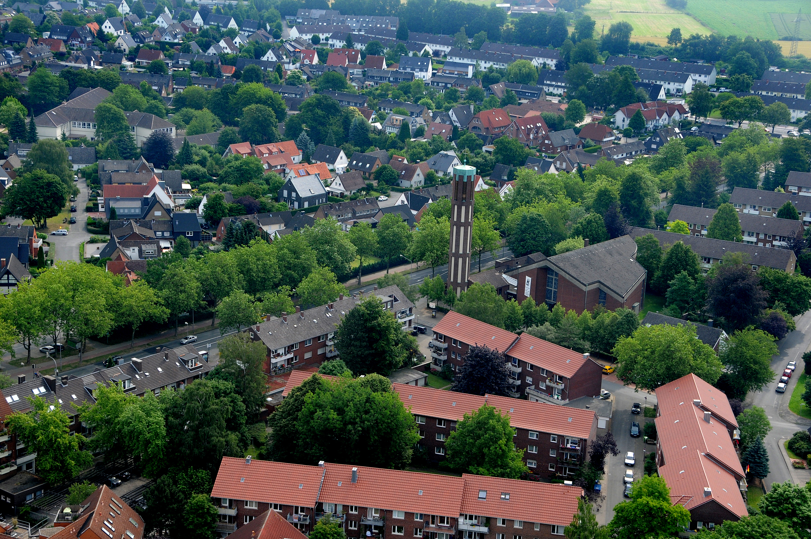Münster von oben mit Blick auf den Funkturm