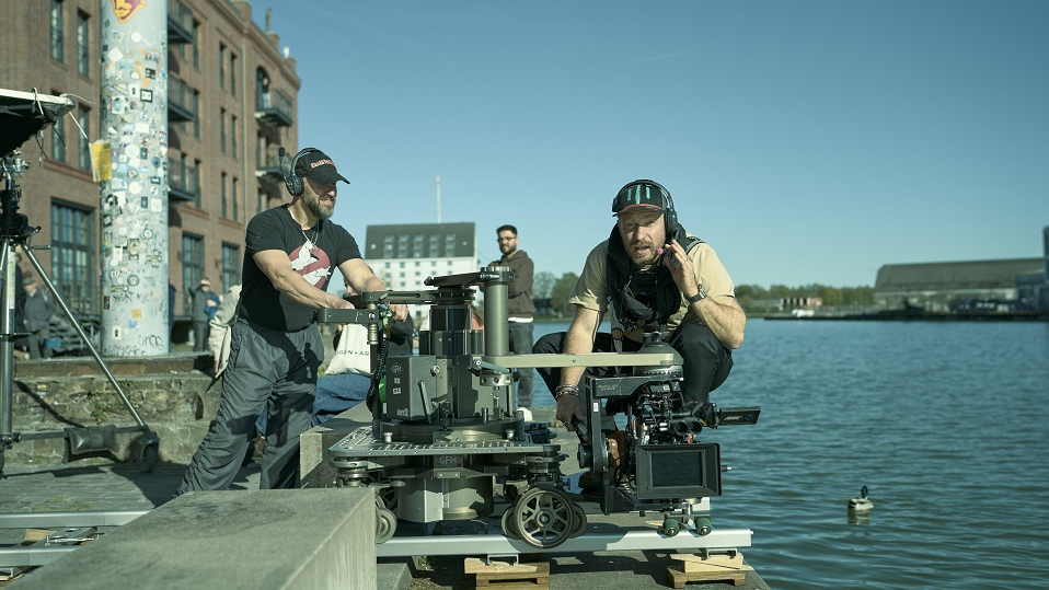 Dreharbeiten am Hafen in Münster im Frühling 2025