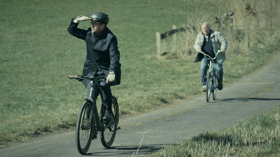 Boerne und Thile auf dem Fahrrad im Münsterland
