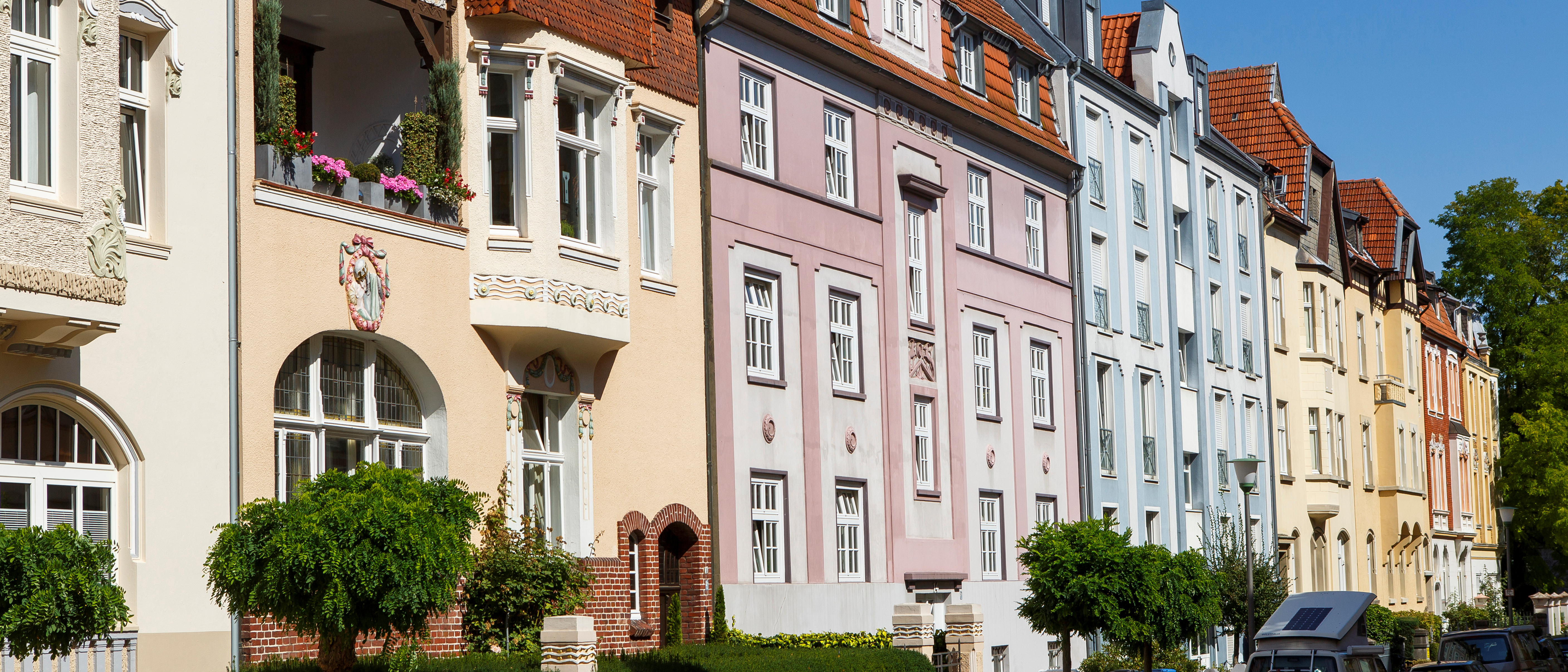 Fassaden eines Straßenzugs in Münster