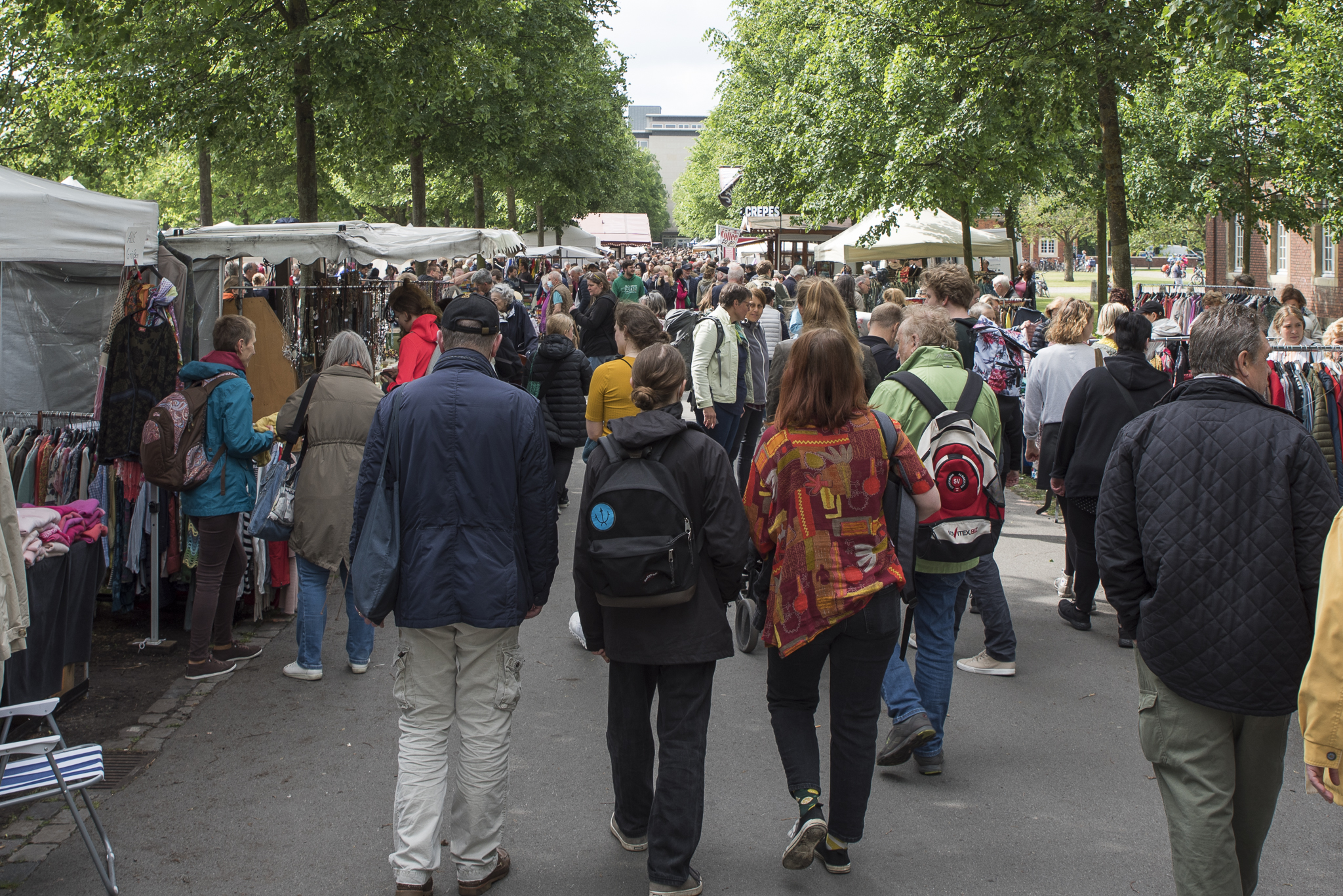 Menschen auf dem Promenadenflohmarkt in Münster