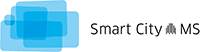 Logo: Schriftzug 'Smart City MS' neben blauen Kästen