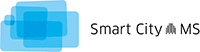 Signet "Smart City MS" Logo: Schriftzug 'Smart City MS' neben blauen Kästen