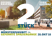 Zwei Stück Münster Zukunft - Spaziergänge über York- und Oxford-Kasernen Visualisierung