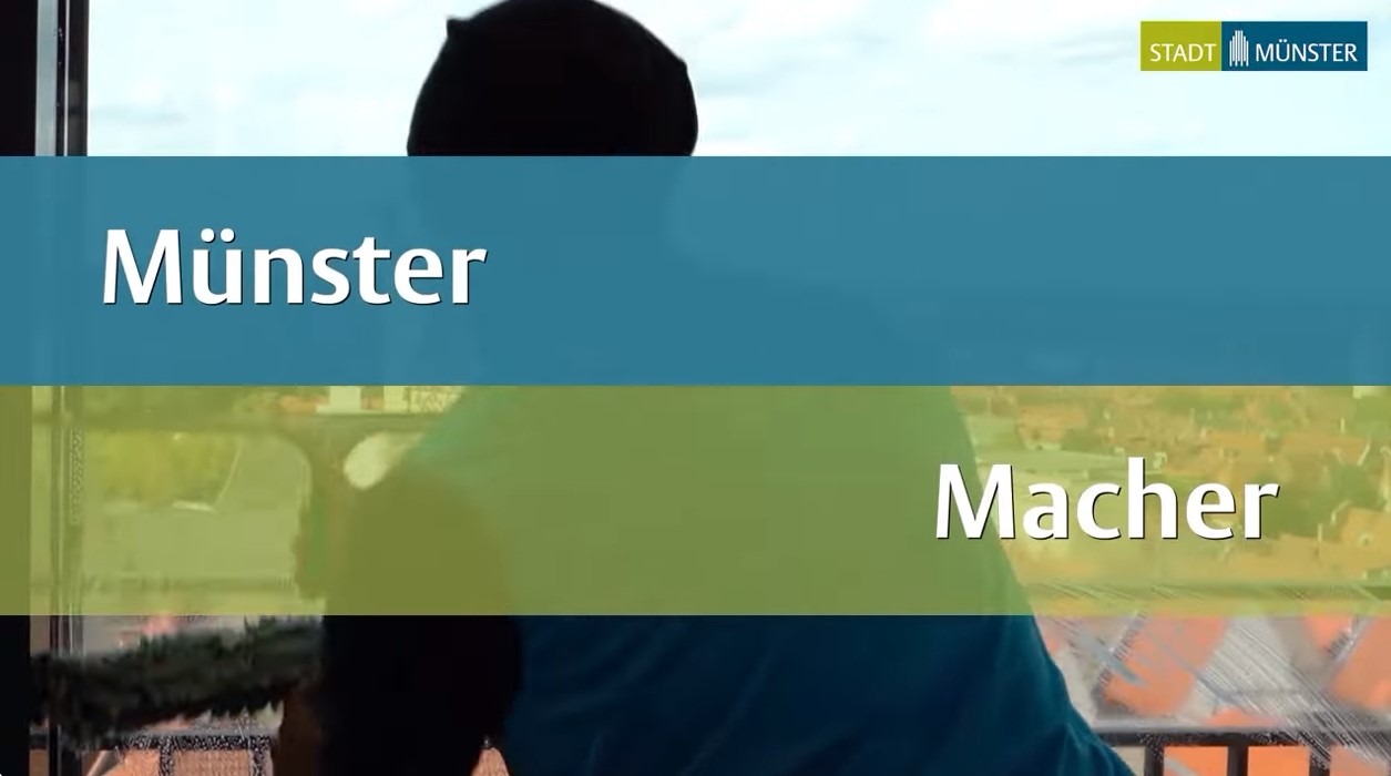 Screenshot eines Münster-Macher-Videos mit Schriftzug "Münster Macher"