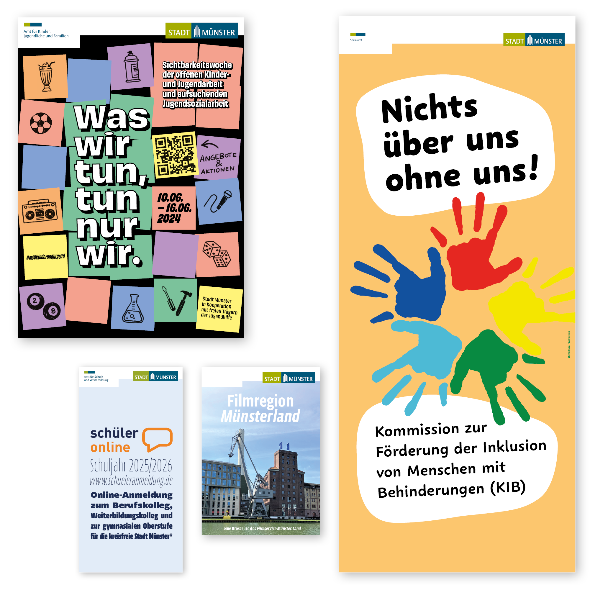 Verschiedene Beispiele für dei Anwendung von Schriftarten auf gedruckten Medien.
