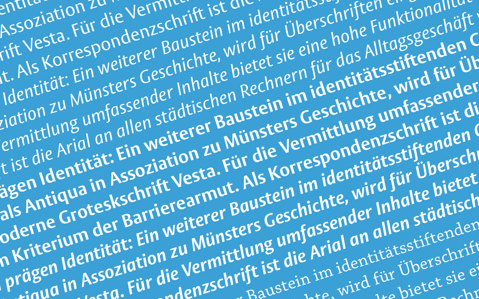 Blindtext gesetzt in den verschiedenen Schrift-Familien des Corporate Designs der Stadt Münster.