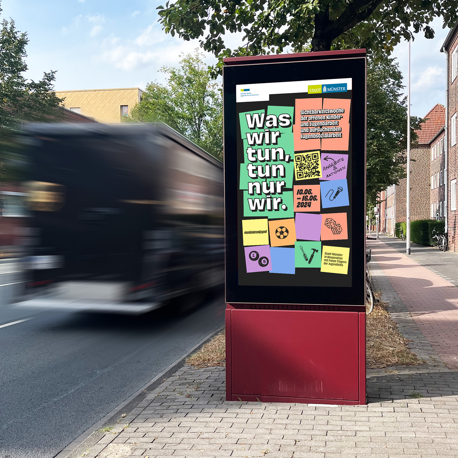 Ein digitales Citylight im münsteraner Stadtgebiet.