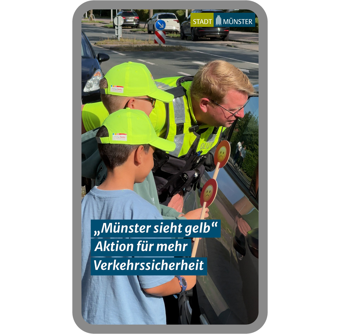 Mockup für eine Vorlage eines Reels mit Headline und Stadt Münster Logo