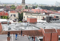 Dreharbeiten für den Tatort auf dem Dach Stadthaus 1, Foto: Stadt Münster/Amt für Kommunikation