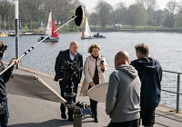 Dreharbeiten für zwei neue Wilsberg-Folgen am Aasee mit Rita Russek und Leonard Lansink - Foto: ZDF/Thomas Kost