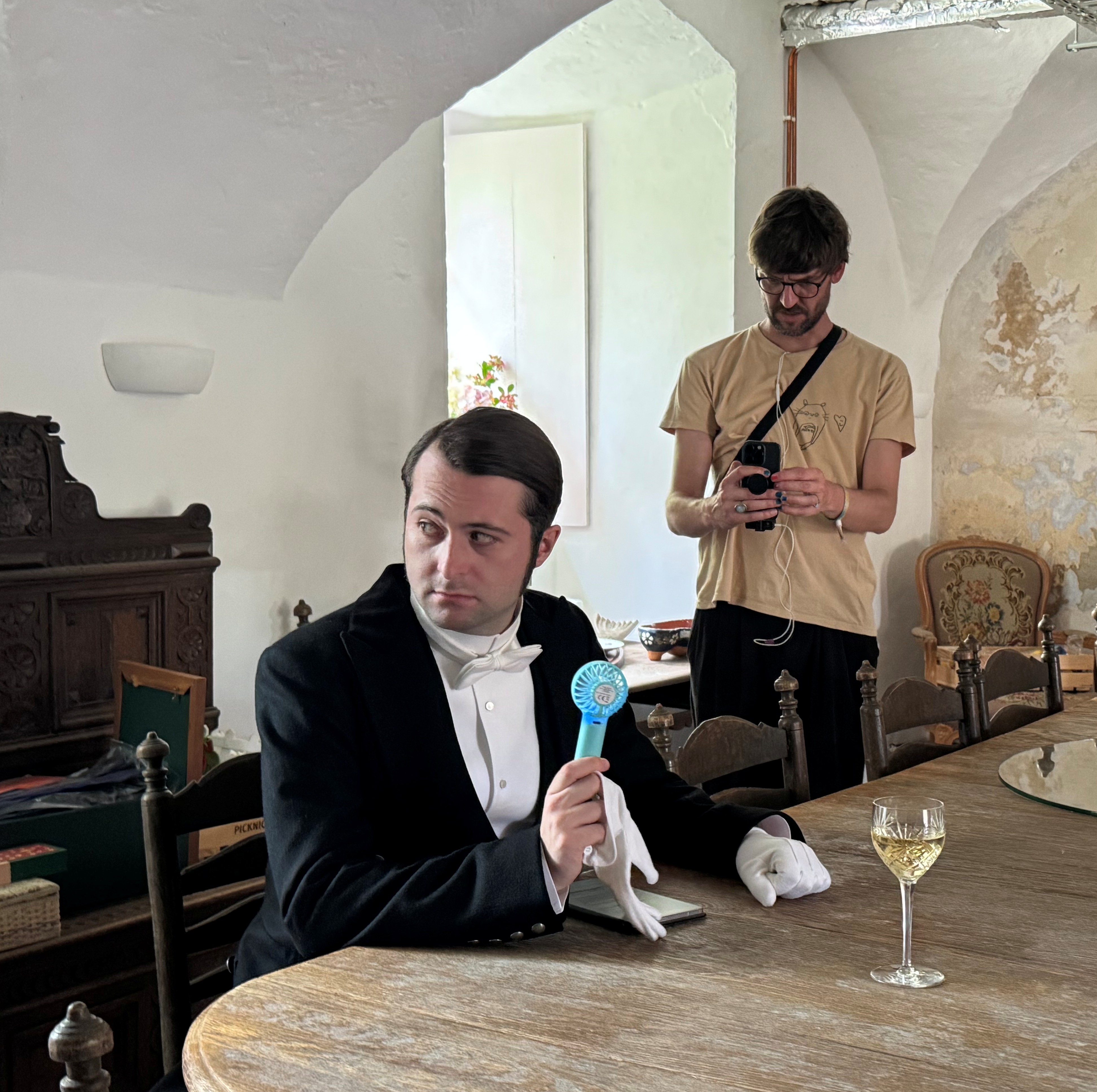 Dreharbeiten in der alten Küche von Herrenhaus Harkotten