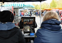 Domplatz Münster - Dreharbeiten einer Wilsberg-Folge auf dem Wochenmarkt
