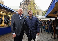 Domplatz Münster - Dreharbeiten einer Wilsberg-Folge auf dem Wochenmarkt