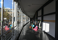 Die Gesamtschule Münster Mitte: Gang mit Fensterfront