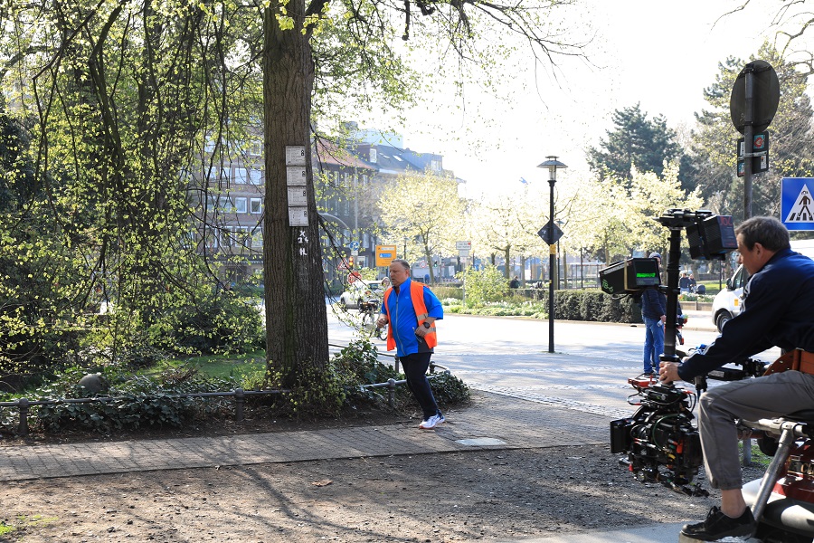 Dreharbeiten an der Promenade zum Münster-Tatort