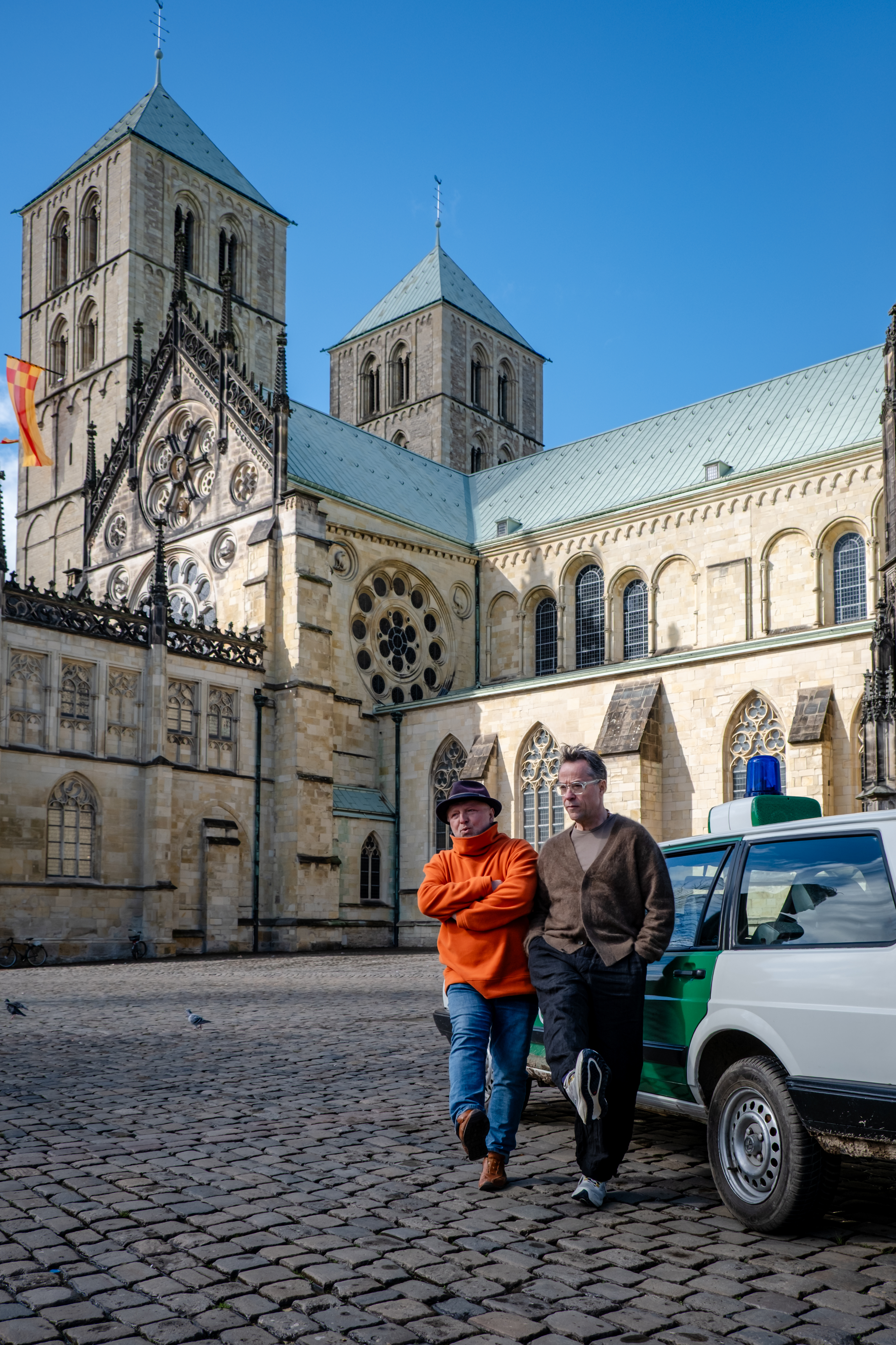 Prahl und Liefers nach Drehschluss beim Pressetermin