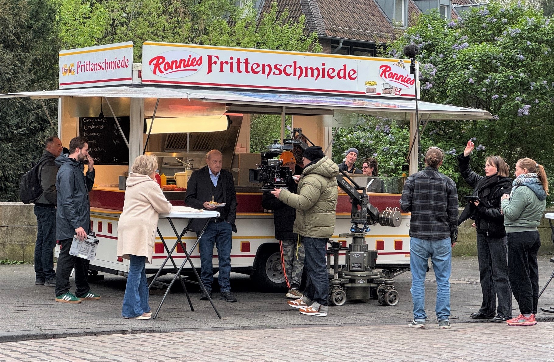 Dreharbeiten mit Rita Russek (Anna Springer) und Leonard Lansink (Wilsberg)