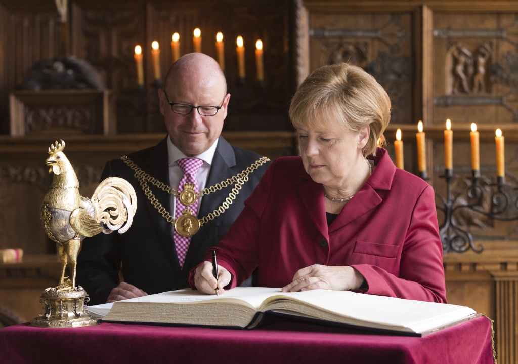 Oberbürgermeister Markus Lewe und Bundeskanzlerin Angela Merkel 