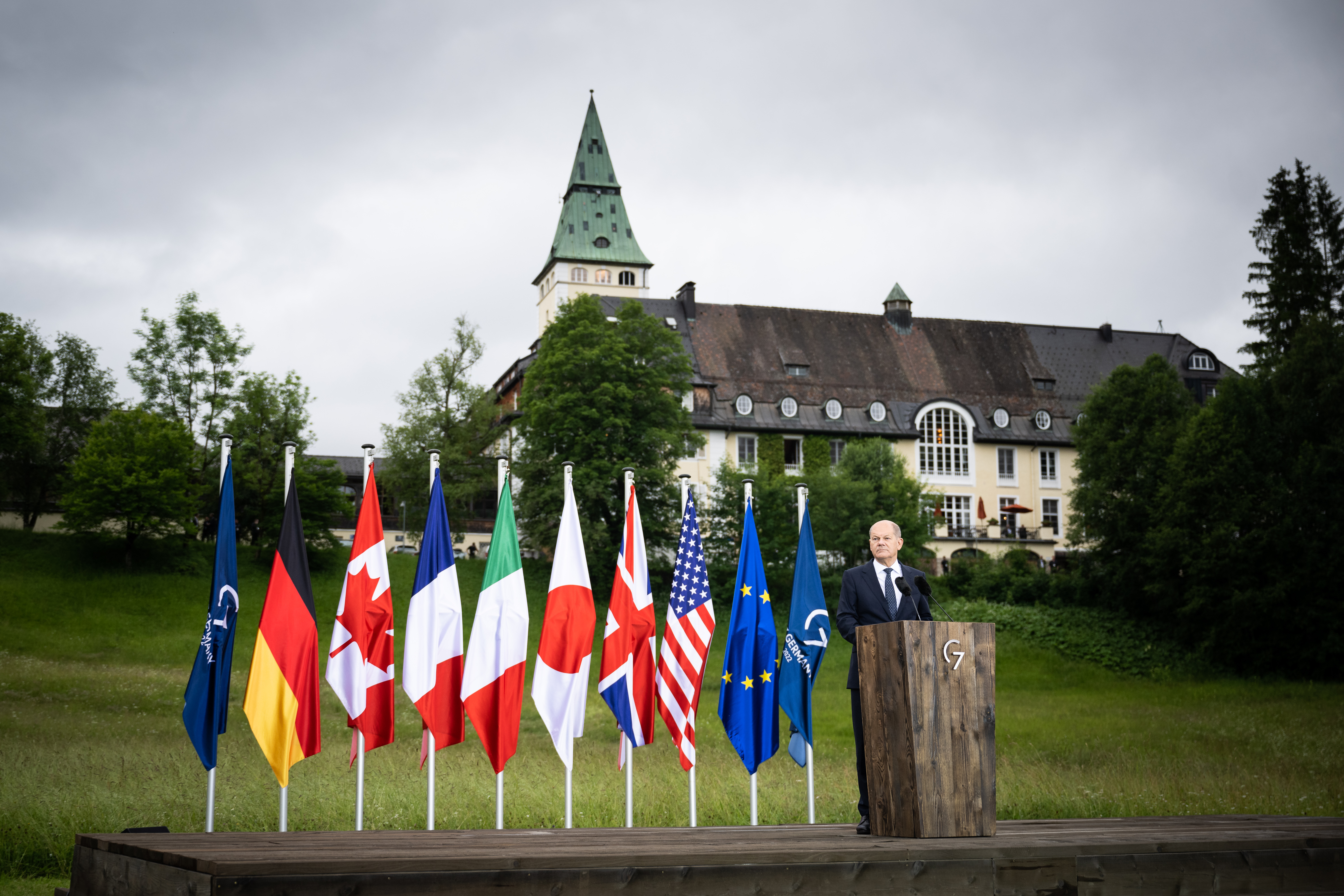 Pressekonferenz des Bundeskanzlers Ende Juni 2022 im bayerischen Elmau 