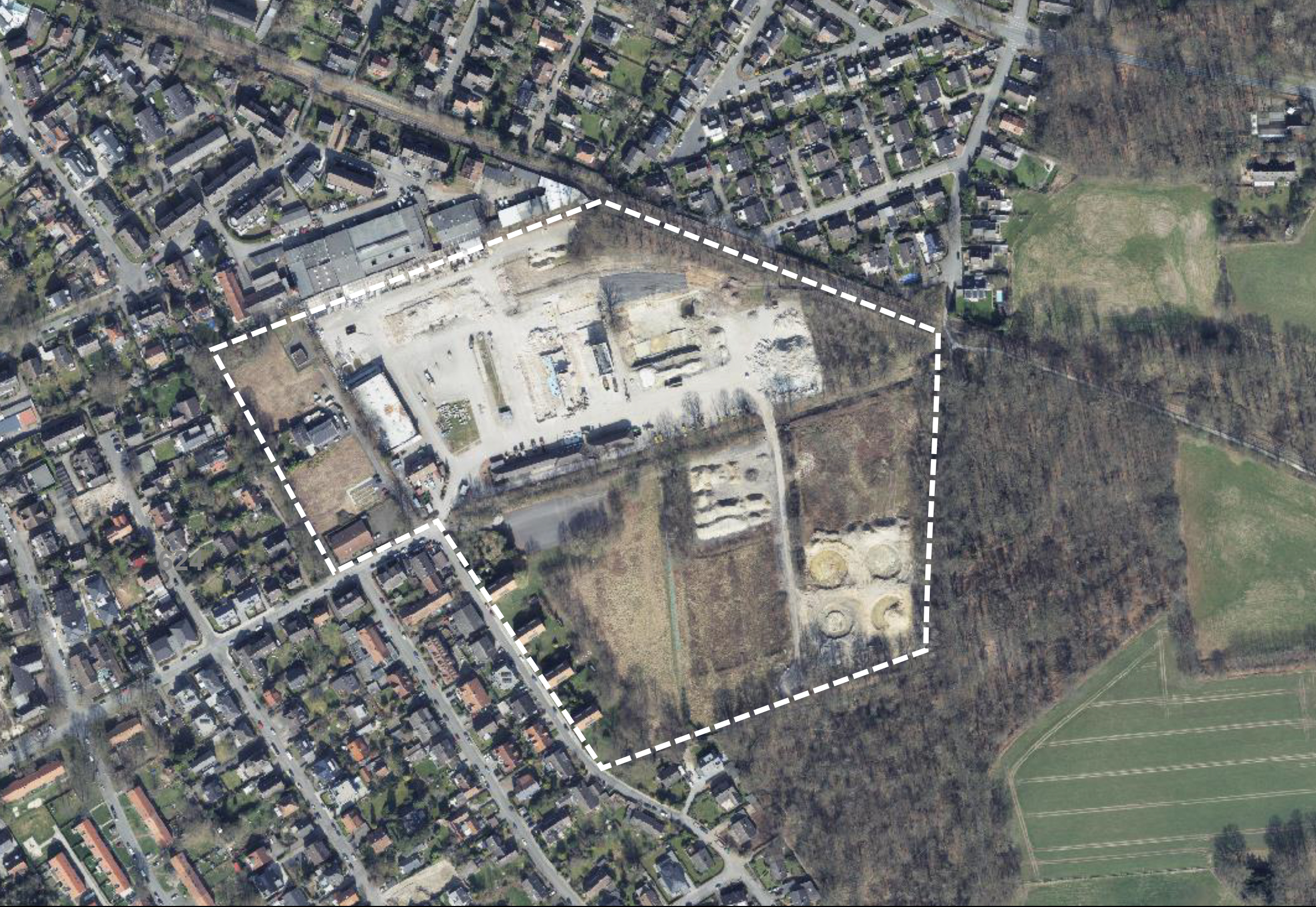 Auf der Fläche an der Heidestraße sowie dem westlich angrenzenden, mindergenutzten Gewerbebereich soll ein neues Wohnquartier für Angelmodde entstehen. 