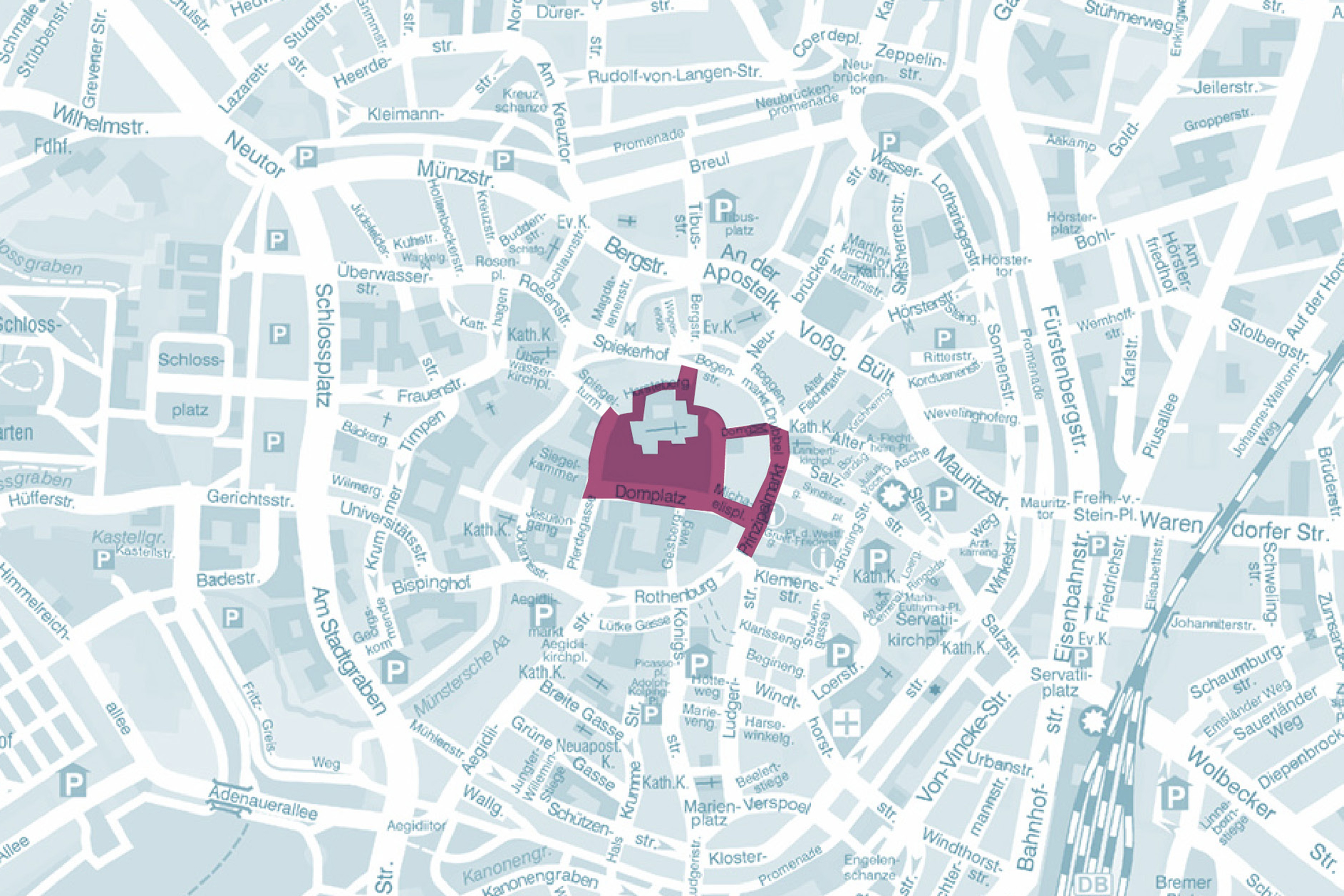 Karte Münsters mit eingezeichneter Feuerwerksverbotszone