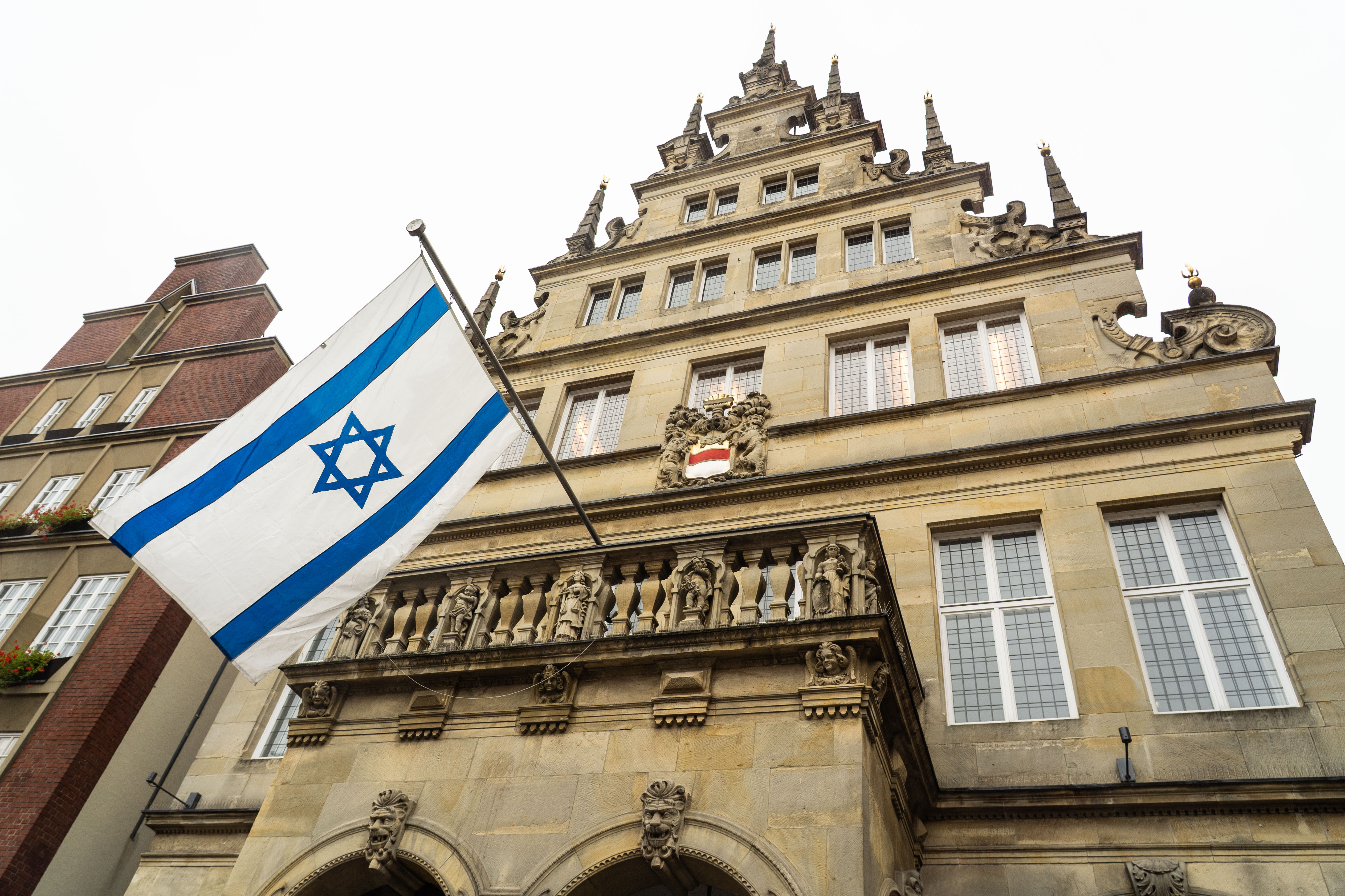 Die israelische Fahne am Rathaus Münster