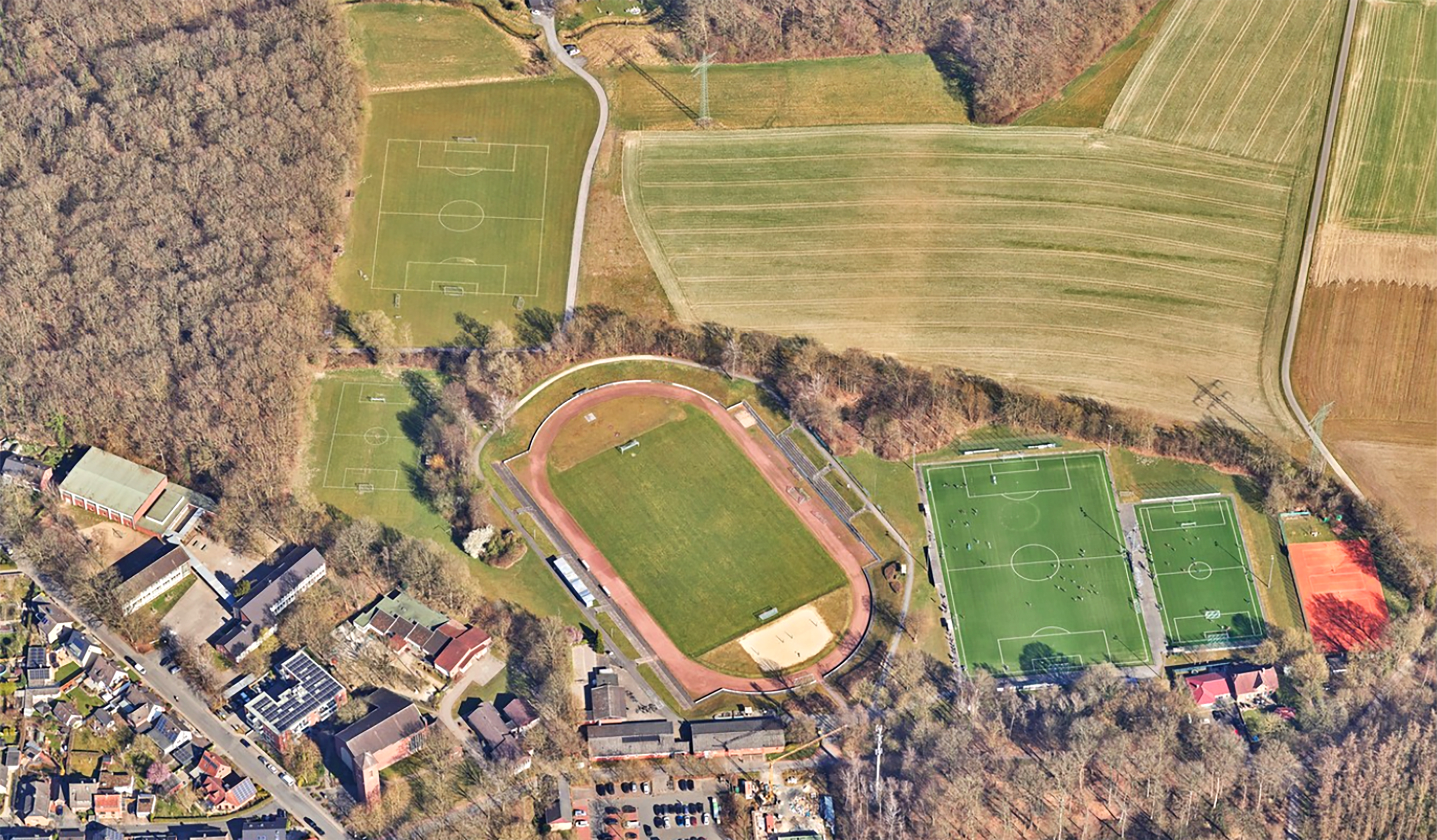 Luftbild des Stadions am Osttor in Münster Hiltrup