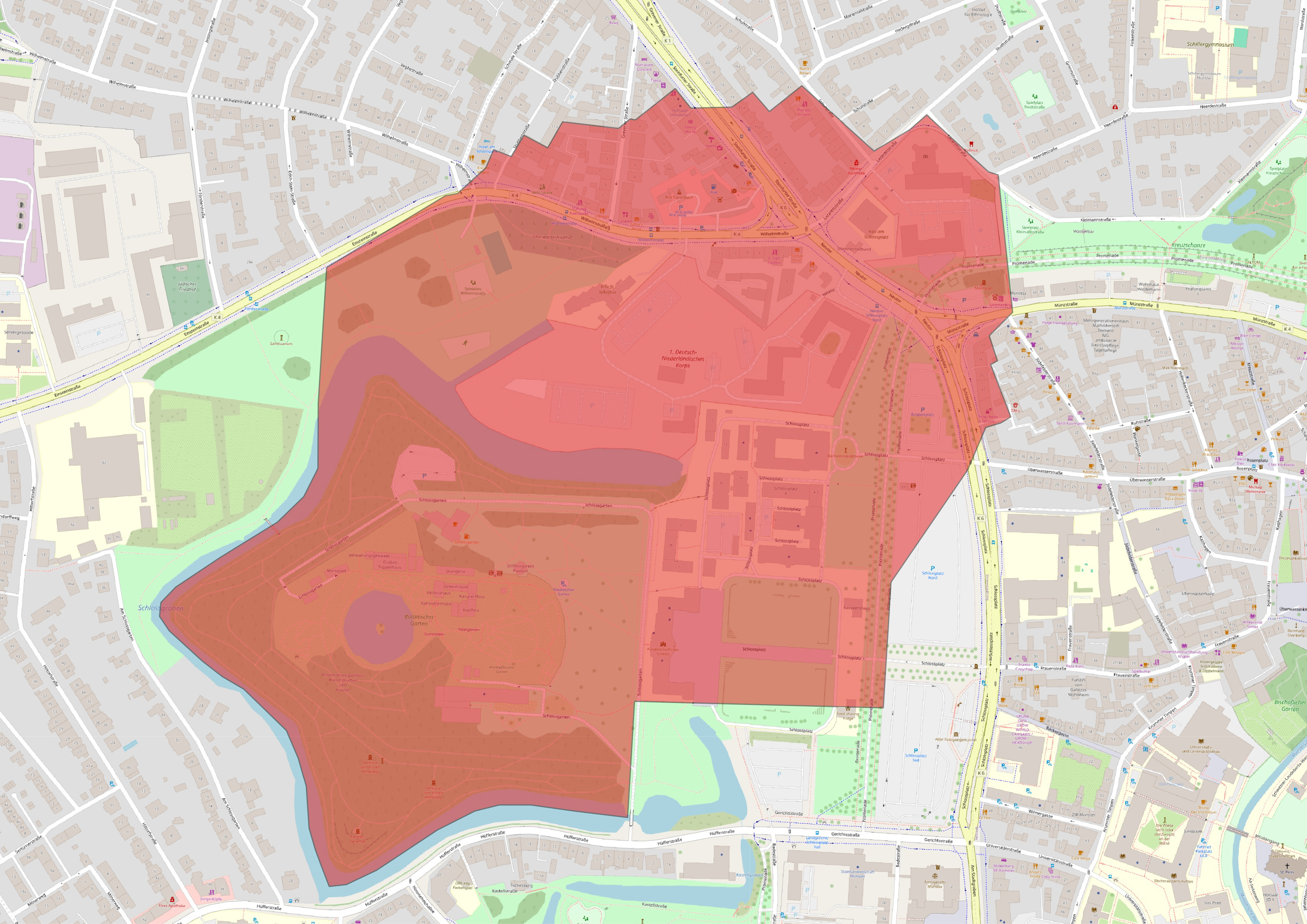 Evakuierungsbereich am Schlossplatz
