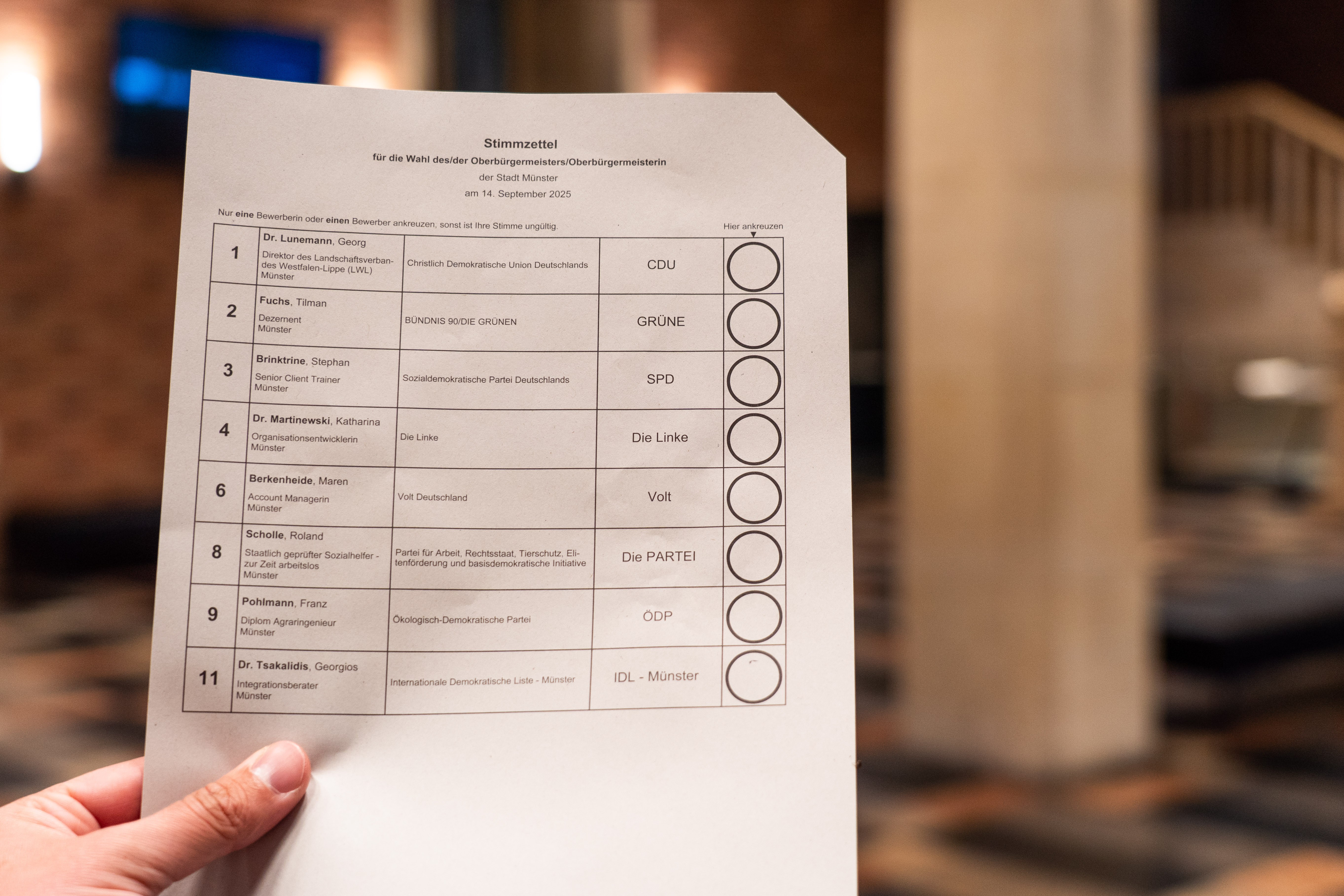 Stimmzettel zur Oberbürgermeister-Wahl