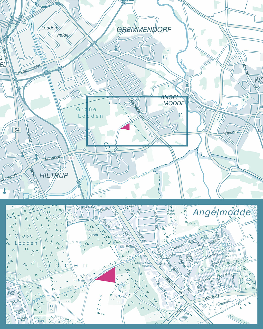 Grafik: Eine Karte von Münster zeigt, wo die Probebohrung am Osttor stattfindet