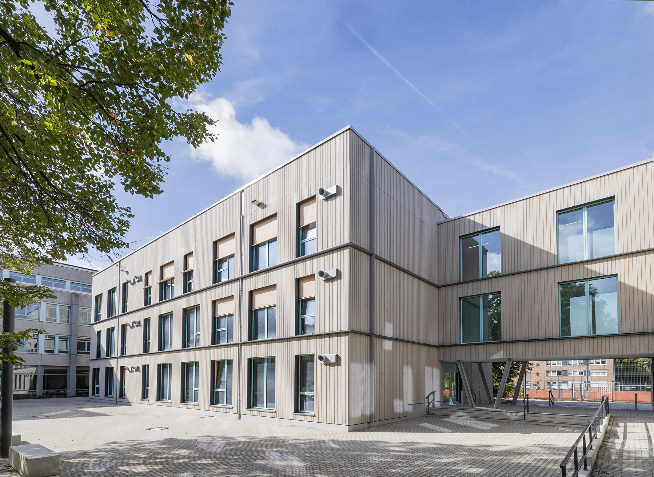 Außenansicht des Erweiterungsbaus des Pascal-Gymnasiums