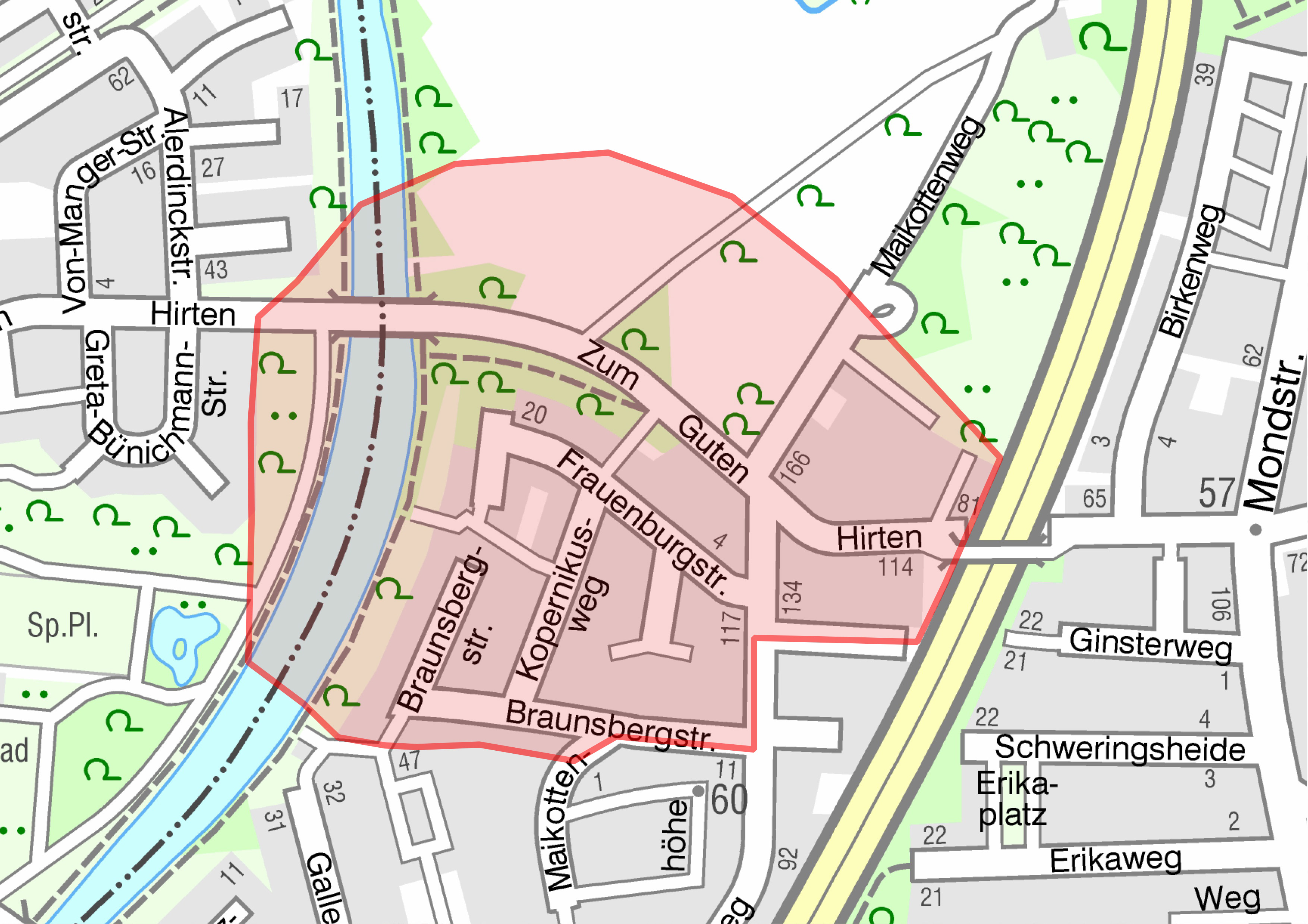 Die Grafik zeigt den Radius von 250 Metern, der bei einer Entschärfung eingehalten werden müsste. 