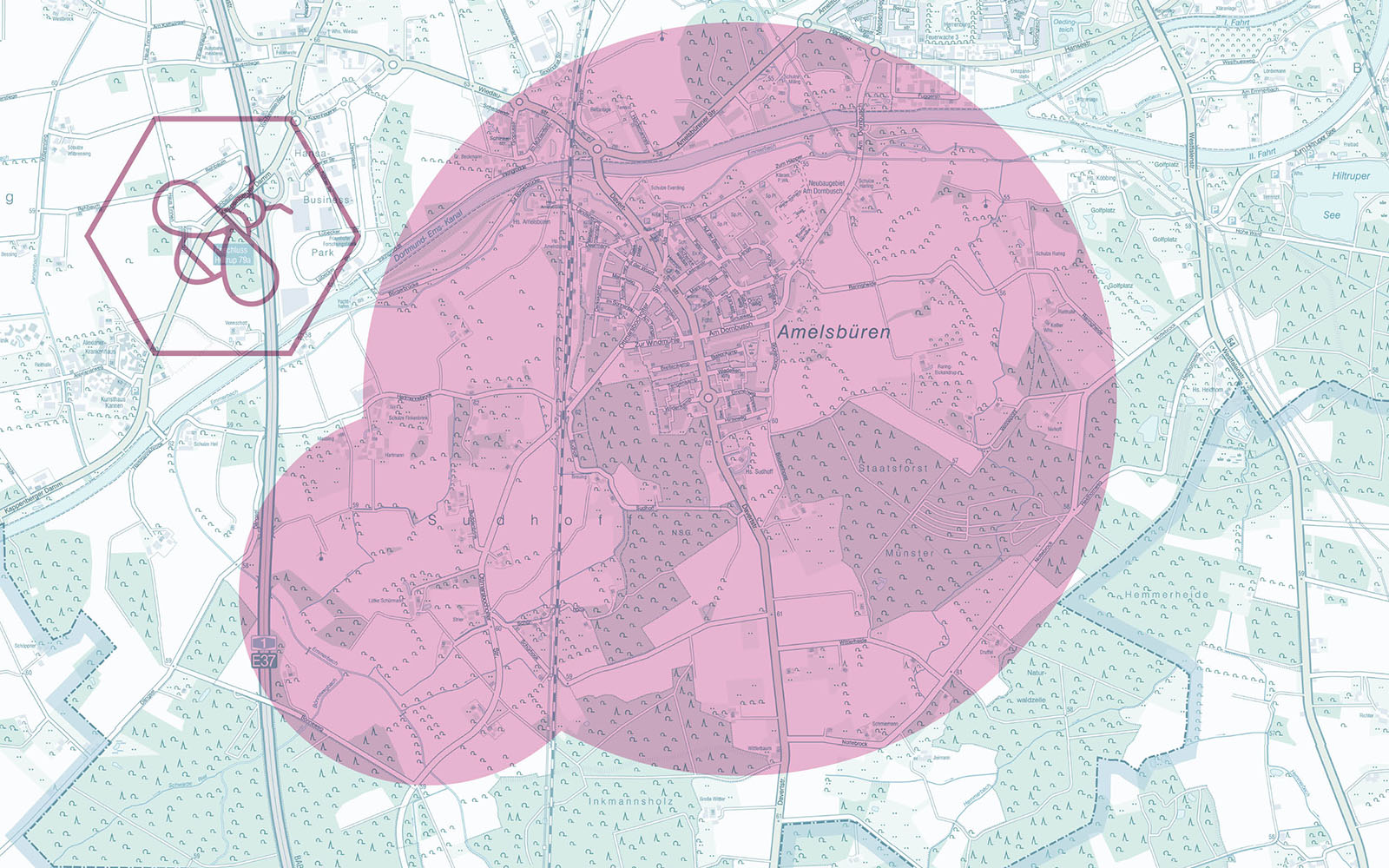 Grafik: Sperrbezirk im Süden von Münster