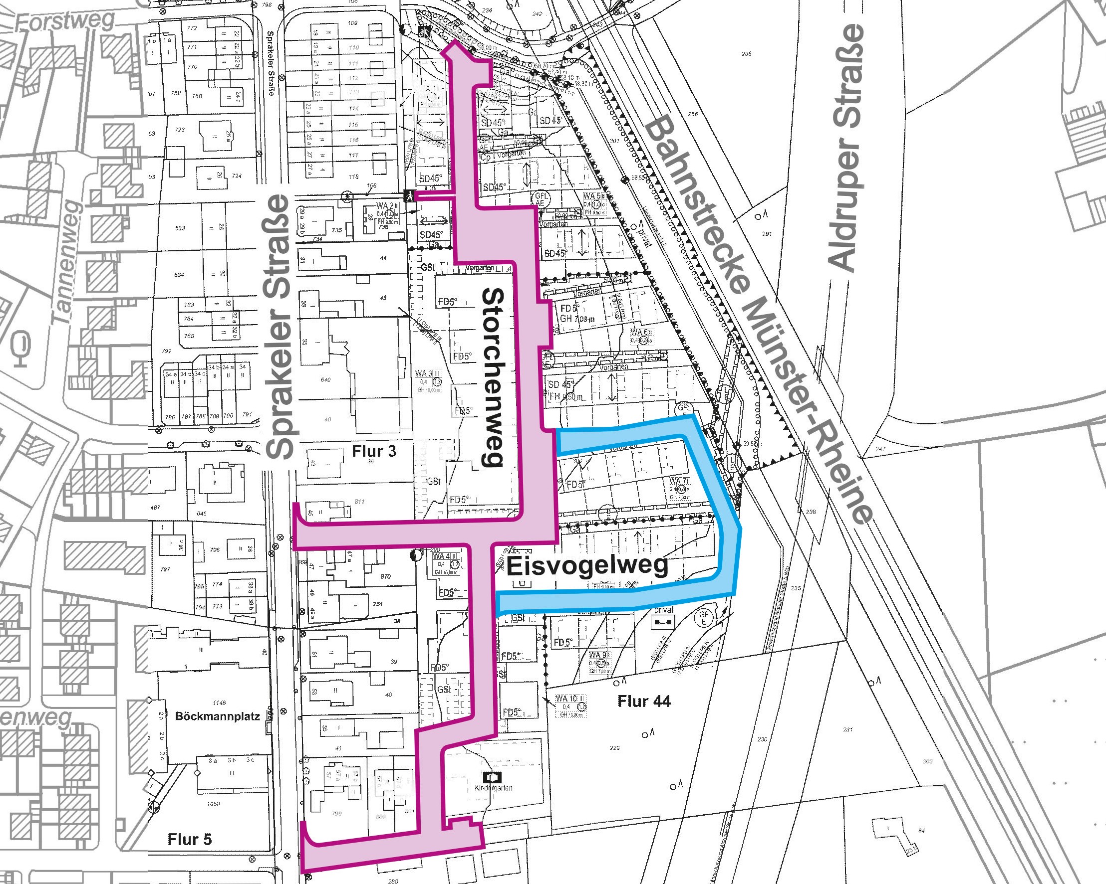 Karte mit den farblich markierten Straßen