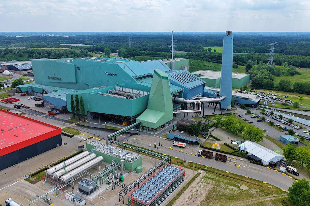 Blick von oben auf die CO2-Abscheidungsanlage in Twence