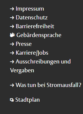 Screenshot des unteren Menüs