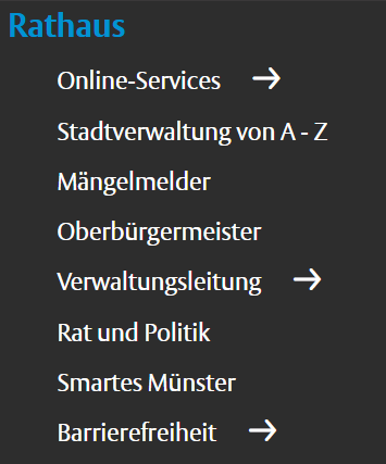 Ansicht des Rathaus-Menüs