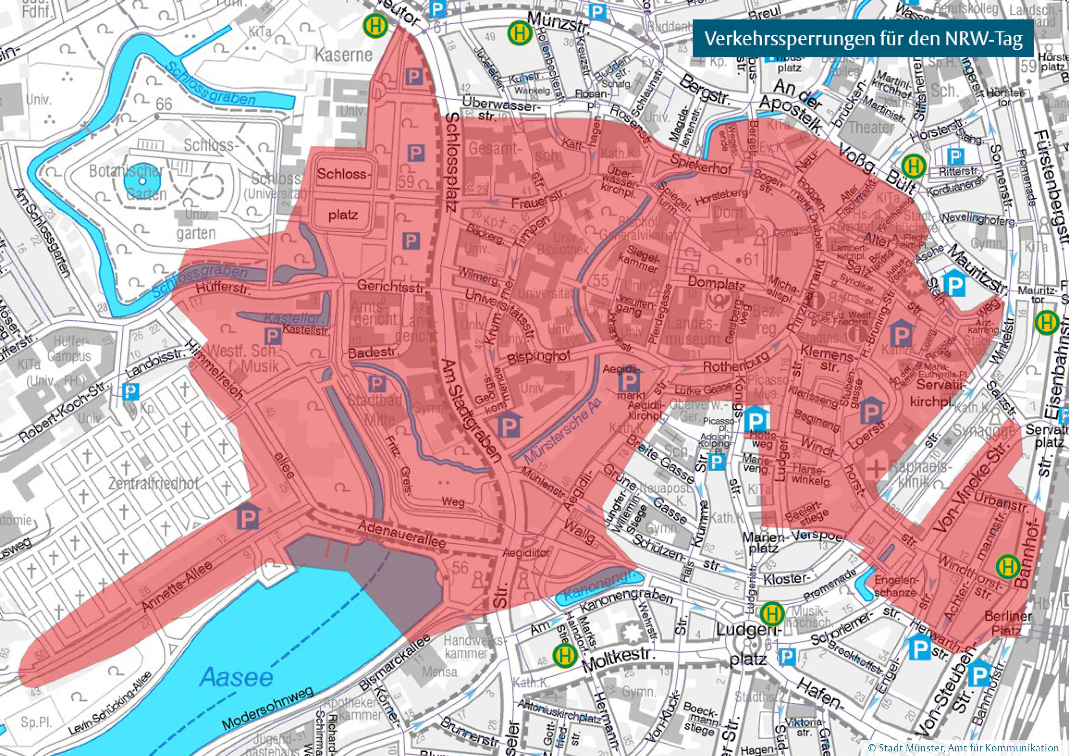 Karte zeigt den gesperrten Bereich in der Innenstadt am NRW-Tag-Wochenende