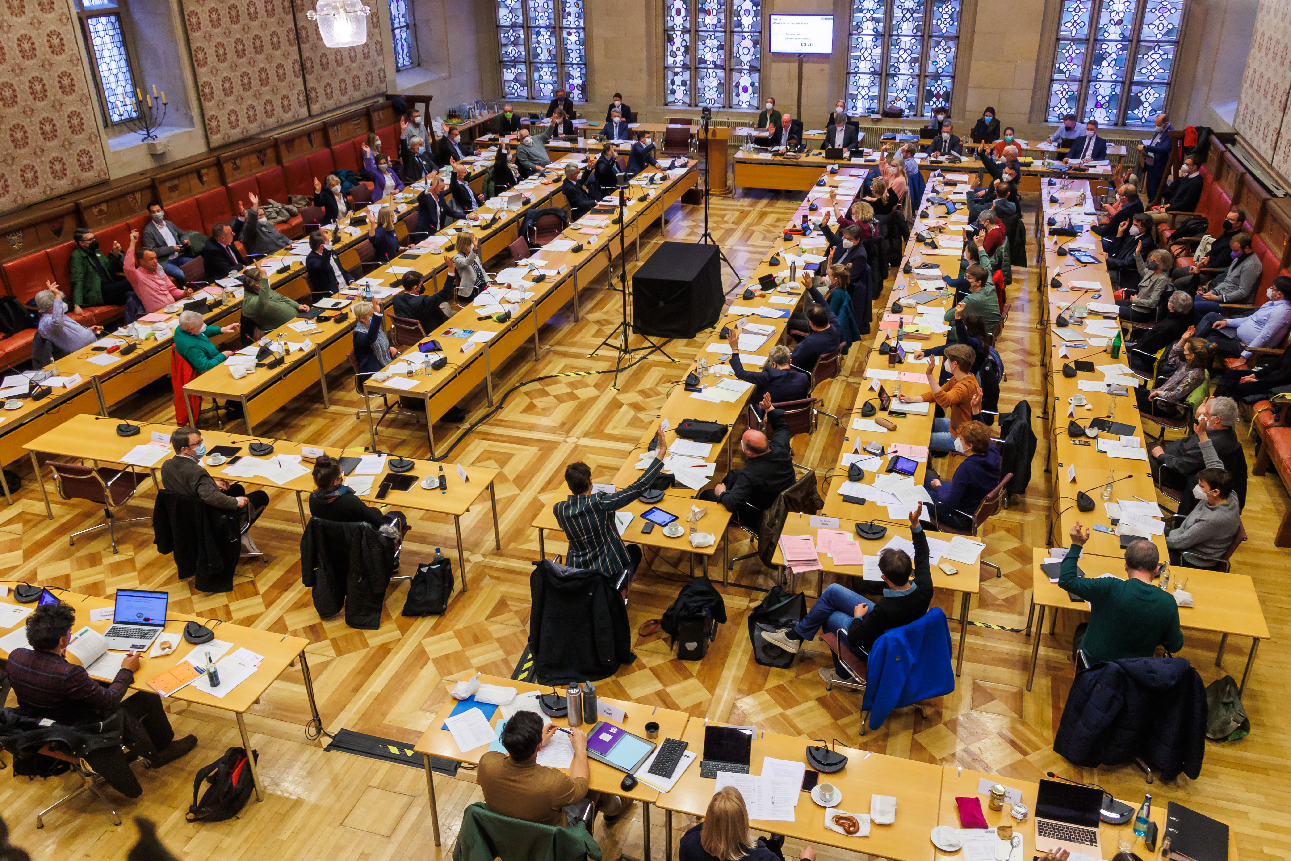 Blick auf die Ratssitzung im Rathausfestsaal