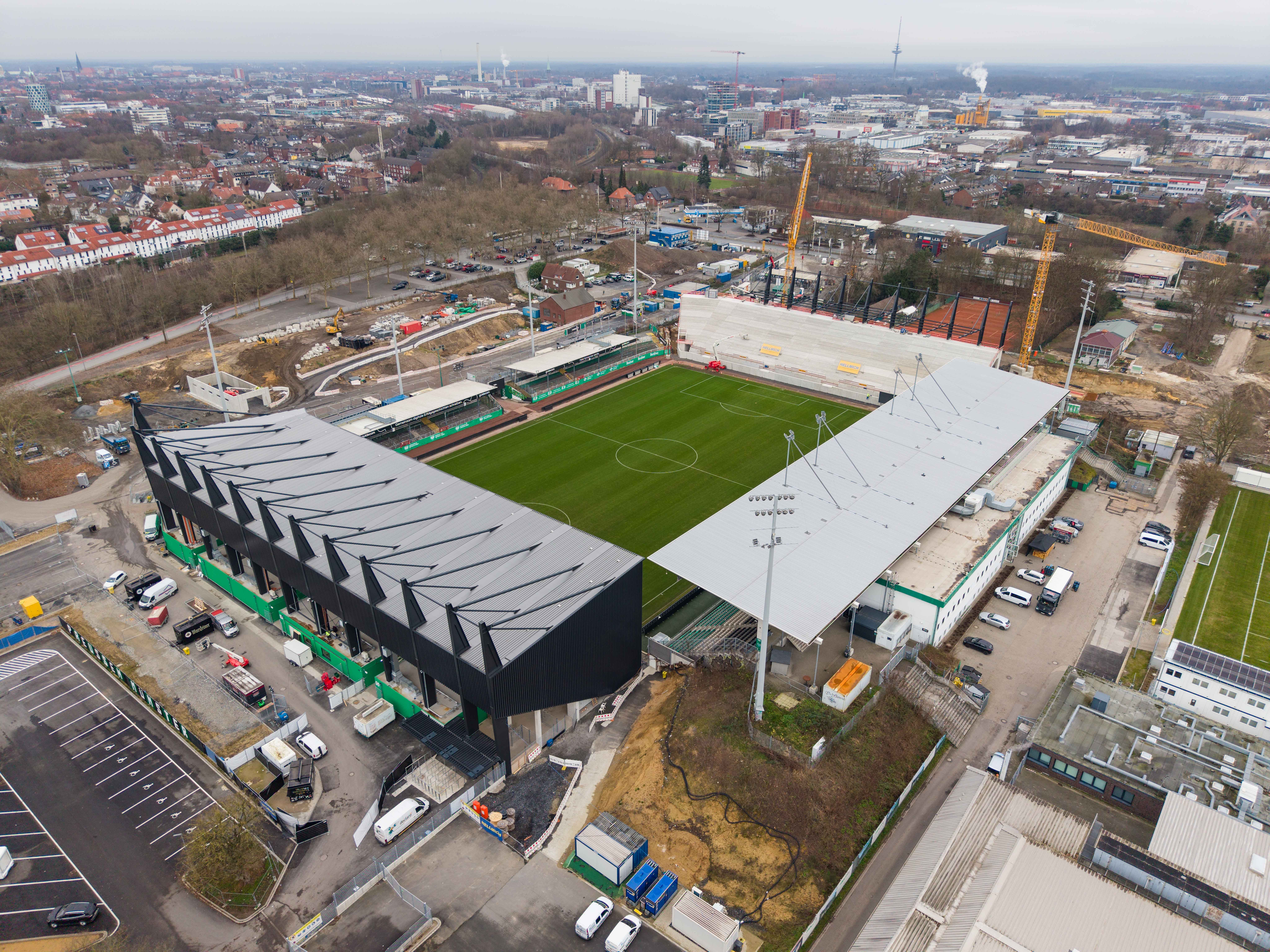 Luftbild des LVM Preußenstadions im Dezember 2025.