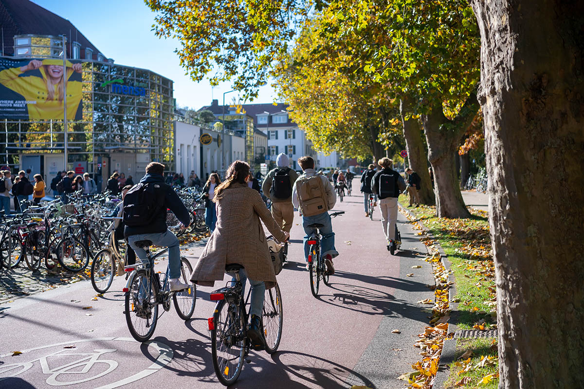 Fahrradstraße Bismarckallee vor der Aasee-Mensa