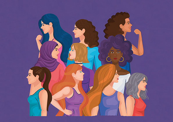 Bilder von verschiedenen Frauen, die kämpferisch wirken