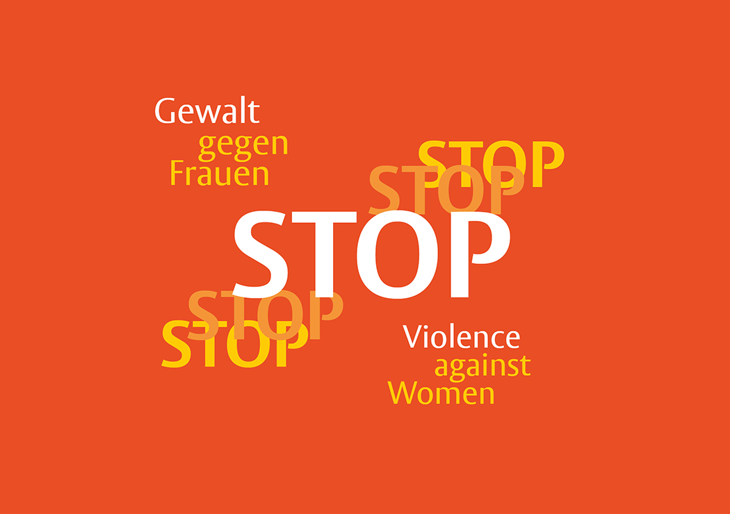 Schriftzug "Stop Gewalt an Frauen"