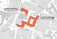 Stadtkasse und Stadthaus 1 im Stadtplan