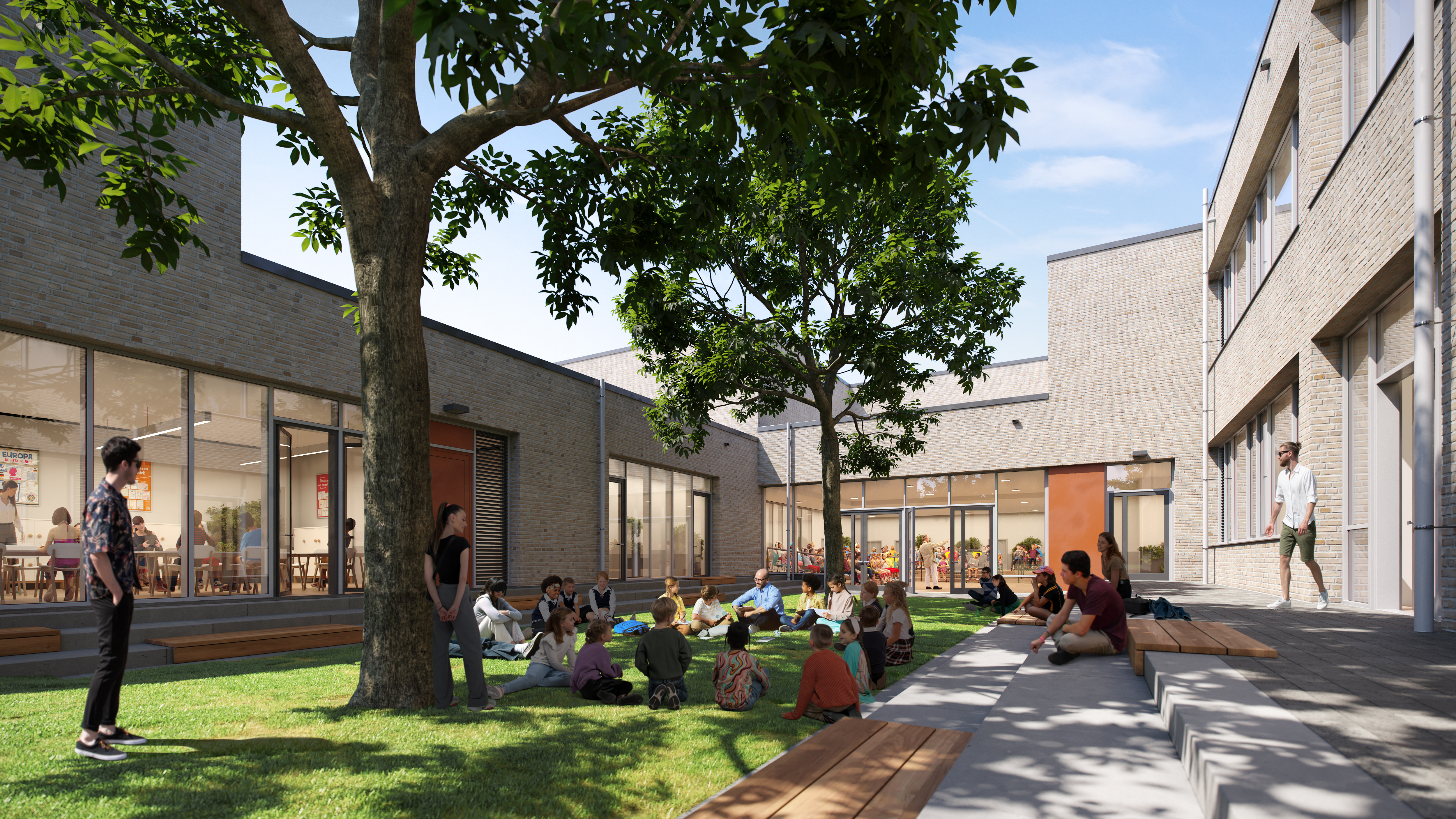 Pausehhof der neuen Grundschule