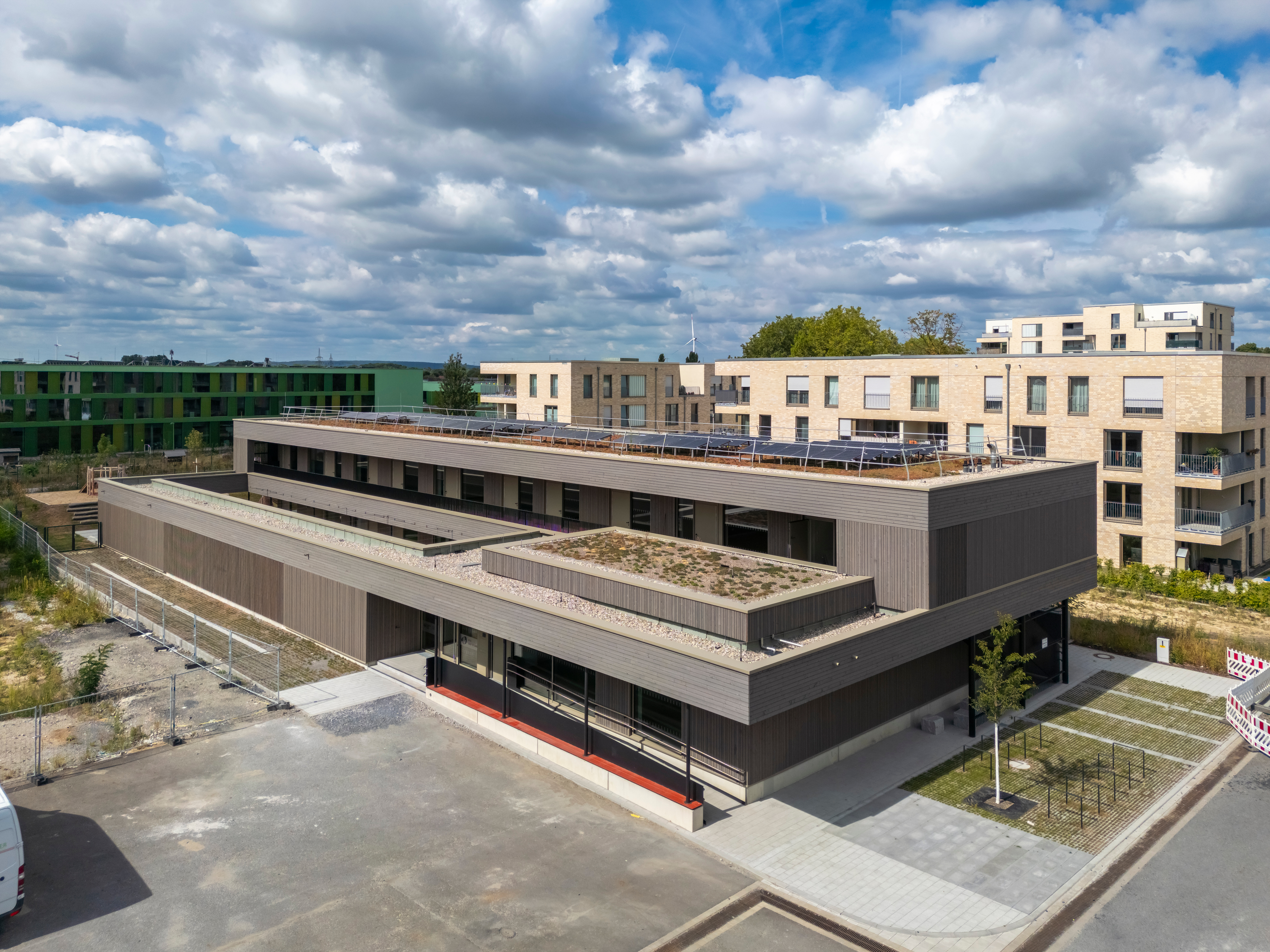 Luftbild der neugebauten Kita Oxford
